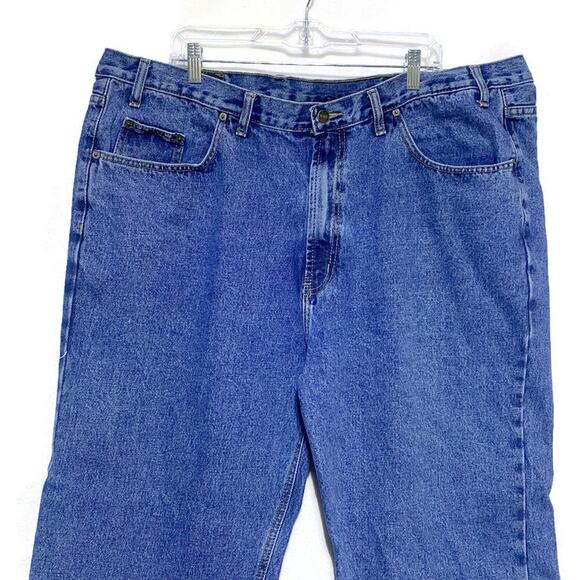 Full Blue Denim Jeans Men's Size 46x32 Medium Straight Fit 100% Cotton - Picture 8 of 9